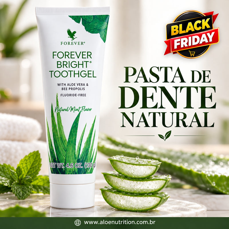Pasta de Dente Natural sem Fluor de Aloe Vera e Própolis - Oferta Black Friday